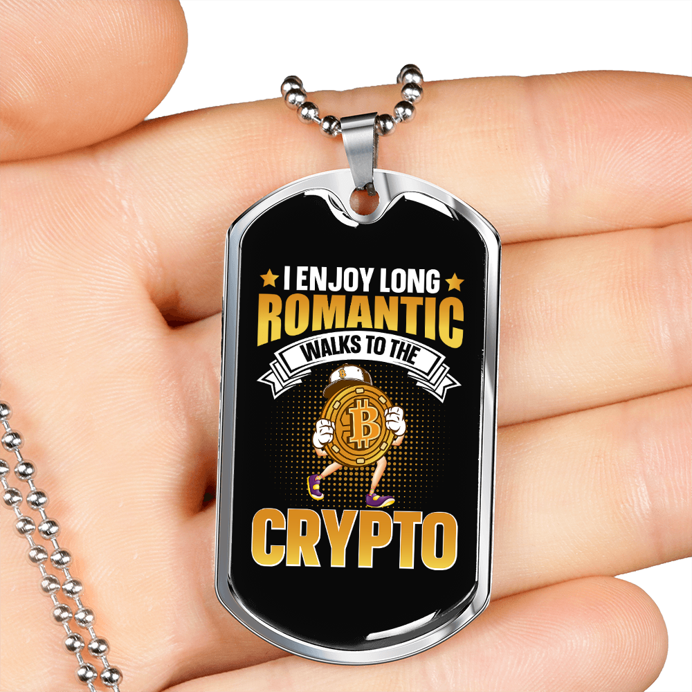 Romantic Crypto Crypto Necklace Stainless Steel or 18k Gold Dog Tag 24" Chain-Express Your Love Gifts