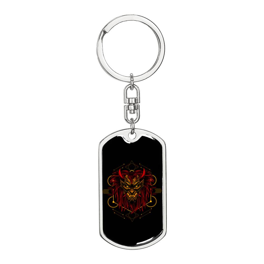 Ronin Mask Devil Keychain Dog Tag Stainless Steel or 18k Gold-Express Your Love Gifts