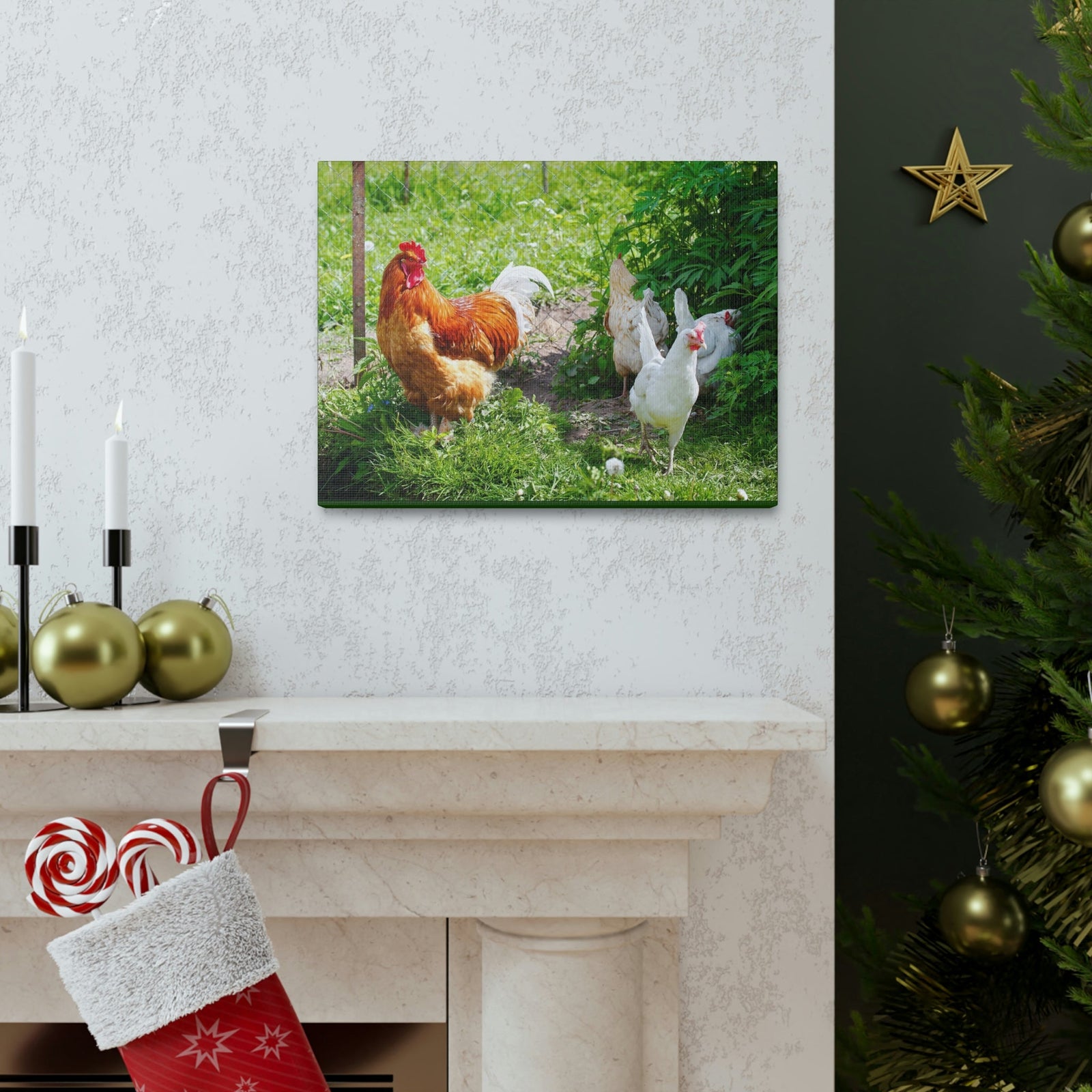 Scripture Walls Rooster Couple Rooster Couple Print Animal Wall Art Wildlife Canvas Prints Wall Art Ready to Hang Unframed-Express Your Love Gifts