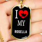 Rosella Necklace Stainless Steel or 18k Gold Dog Tag 24" Chain-Express Your Love Gifts