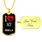 Rosella Necklace Stainless Steel or 18k Gold Dog Tag 24" Chain-Express Your Love Gifts