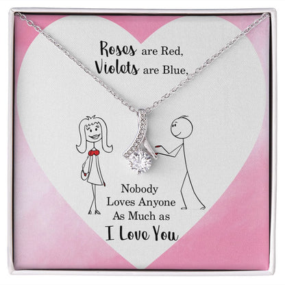 Roses are Red Alluring Ribbon Necklace Message Card-Express Your Love Gifts