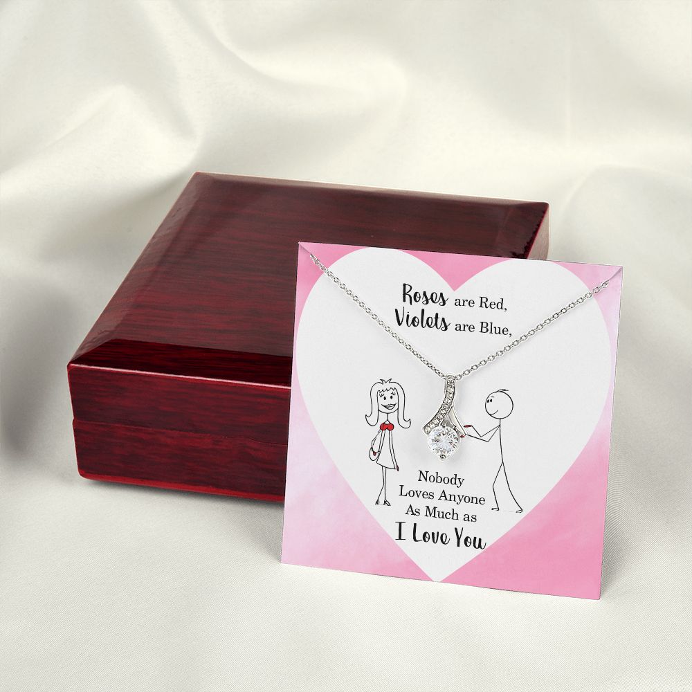 Roses are Red Alluring Ribbon Necklace Message Card-Express Your Love Gifts