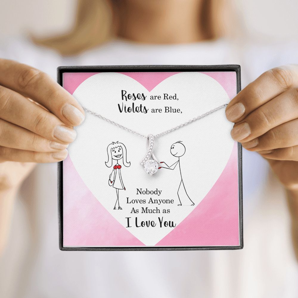 Roses are Red Alluring Ribbon Necklace Message Card-Express Your Love Gifts