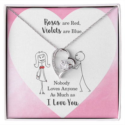 Roses are Red Forever Necklace w Message Card-Express Your Love Gifts