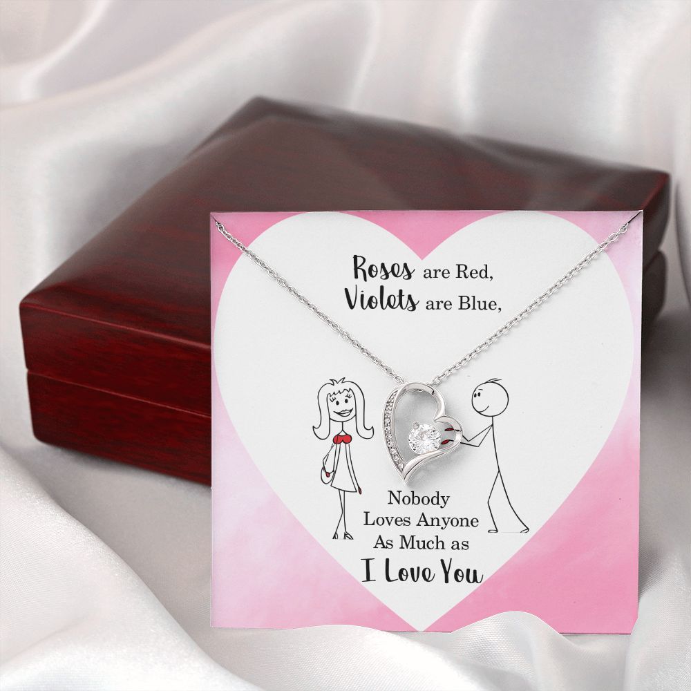 Roses are Red Forever Necklace w Message Card-Express Your Love Gifts