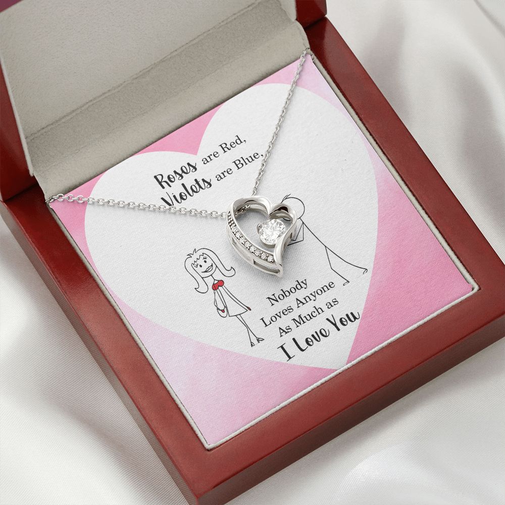 Roses are Red Forever Necklace w Message Card-Express Your Love Gifts