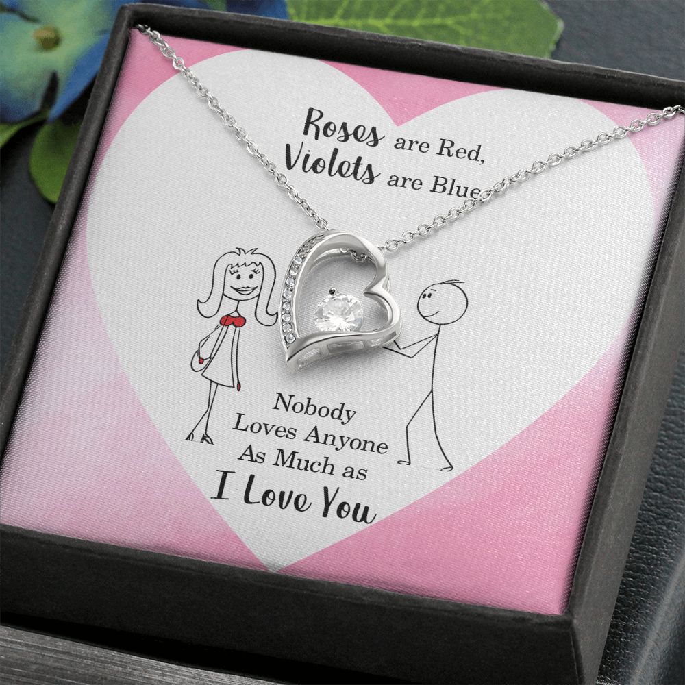 Roses are Red Forever Necklace w Message Card-Express Your Love Gifts
