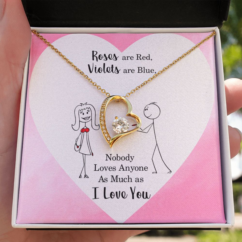 Roses are Red Forever Necklace w Message Card-Express Your Love Gifts