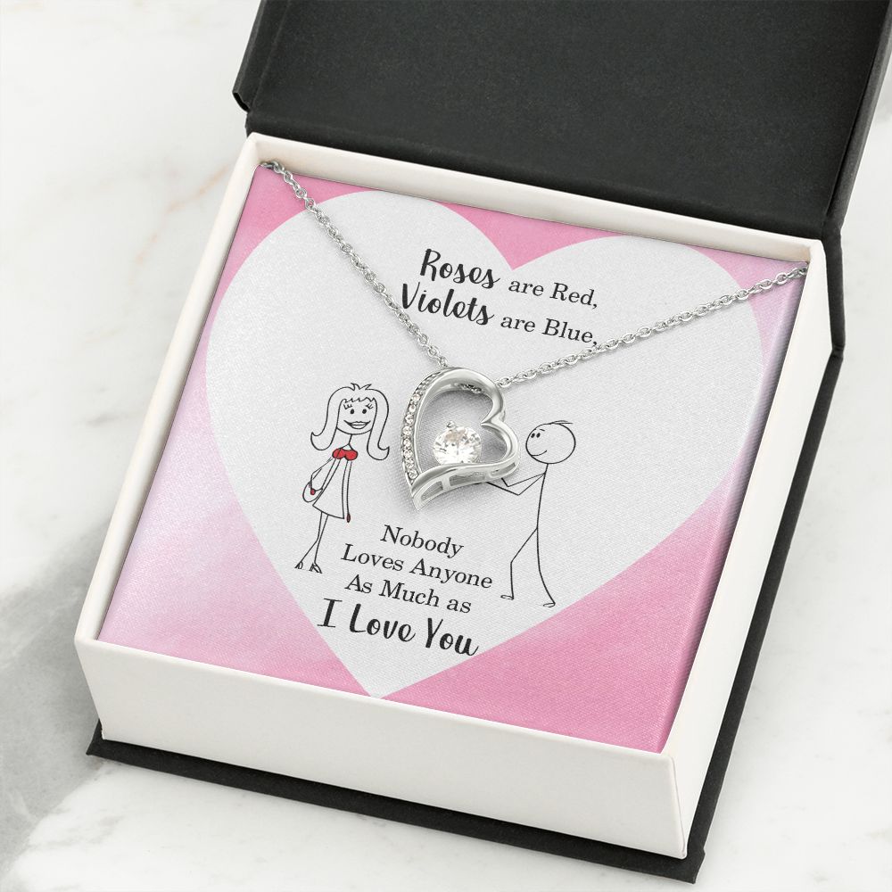 Roses are Red Forever Necklace w Message Card-Express Your Love Gifts