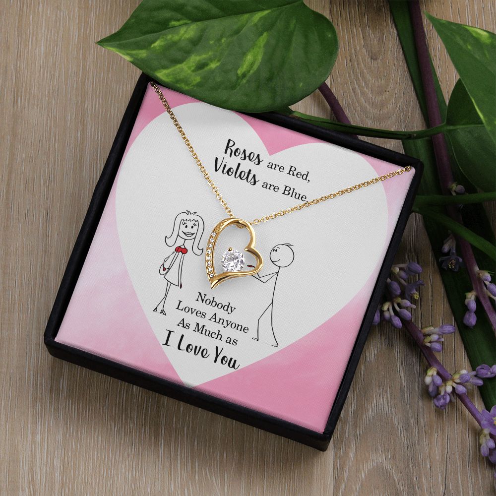 Roses are Red Forever Necklace w Message Card-Express Your Love Gifts