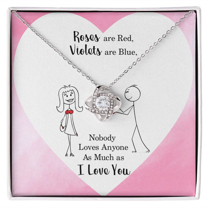 Roses are Red Infinity Knot Necklace Message Card-Express Your Love Gifts