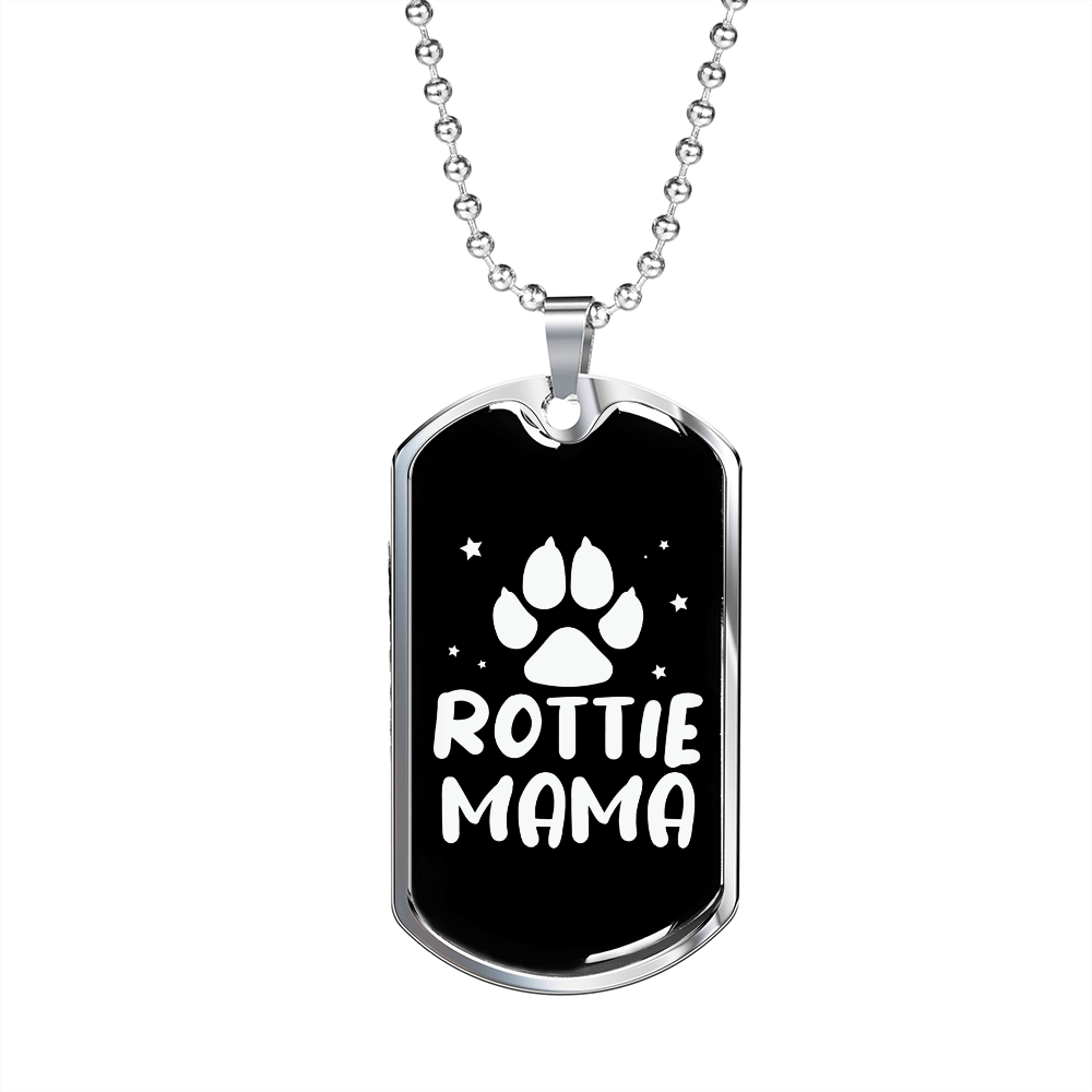Rottie Mama Necklace Stainless Steel or 18k Gold Dog Tag 24" Chain-Express Your Love Gifts