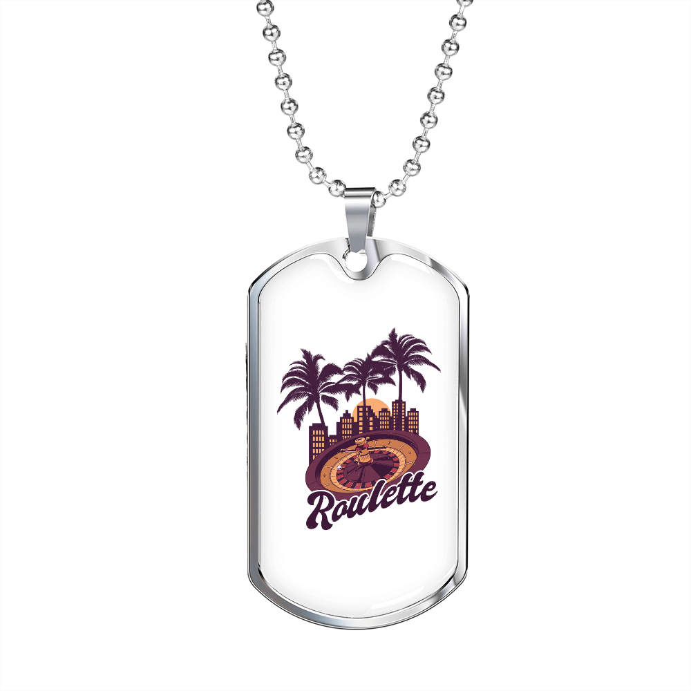 Roulette Gambler Necklace Stainless Steel or 18k Gold Dog Tag 24-Express Your Love Gifts
