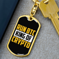 Run BTC Crypto Keychain Stainless Steel or 18k Gold Dog Tag Keyring-Express Your Love Gifts