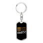 Running On Coffee Sawdust Swivel Keychain Woodworker Dog Tag Stainless Steel or 18k Gold-Express Your Love Gifts