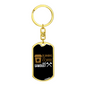Running On Coffee Sawdust Swivel Keychain Woodworker Dog Tag Stainless Steel or 18k Gold-Express Your Love Gifts