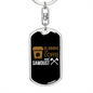 Running On Coffee Sawdust Swivel Keychain Woodworker Dog Tag Stainless Steel or 18k Gold-Express Your Love Gifts