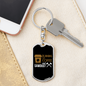 Running On Coffee Sawdust Swivel Keychain Woodworker Dog Tag Stainless Steel or 18k Gold-Express Your Love Gifts