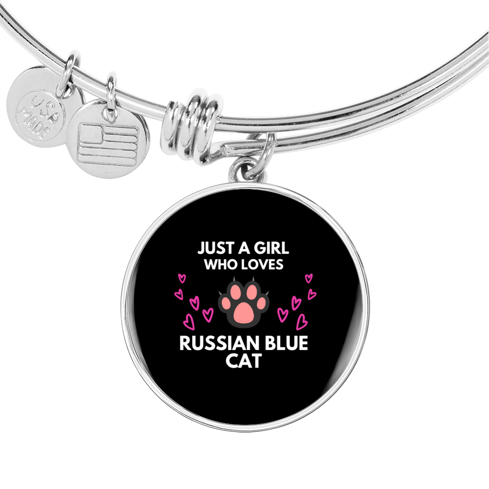 Russian Blue Cat Bracelet Stainless Steel or 18k Gold Circle Bangle-Express Your Love Gifts