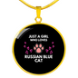 Russian Blue Cat Circle Necklace Stainless Steel or 18k Gold 18-22"-Express Your Love Gifts