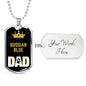 Russian Blue Cat Dad Necklace Stainless Steel or 18k Gold Dog Tag 24" Chain-Express Your Love Gifts