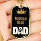 Russian Blue Cat Dad Necklace Stainless Steel or 18k Gold Dog Tag 24" Chain-Express Your Love Gifts