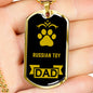 Russian Toy Dad Dog Necklace Stainless Steel or 18k Gold Dog Tag W 24" Dog Owner Lover-Express Your Love Gifts