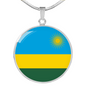 Rwanda Flag Necklace Circle Pendant Stainless Steel or 18k Gold 18-22"-Express Your Love Gifts