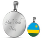 Rwanda Flag Necklace Circle Pendant Stainless Steel or 18k Gold 18-22"-Express Your Love Gifts