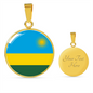 Rwanda Flag Necklace Circle Pendant Stainless Steel or 18k Gold 18-22"-Express Your Love Gifts