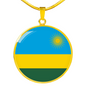 Rwanda Flag Necklace Circle Pendant Stainless Steel or 18k Gold 18-22"-Express Your Love Gifts