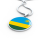 Rwanda Flag Necklace Circle Pendant Stainless Steel or 18k Gold 18-22"-Express Your Love Gifts