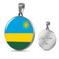 Rwanda Flag Necklace Circle Pendant Stainless Steel or 18k Gold 18-22"-Express Your Love Gifts
