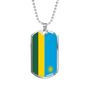 Rwanda Flag Necklace Stainless Steel or 18k Gold Dog Tag 24" Chain-Express Your Love Gifts