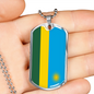 Rwanda Flag Necklace Stainless Steel or 18k Gold Dog Tag 24" Chain-Express Your Love Gifts