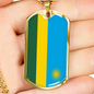 Rwanda Flag Necklace Stainless Steel or 18k Gold Dog Tag 24" Chain-Express Your Love Gifts