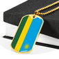 Rwanda Flag Necklace Stainless Steel or 18k Gold Dog Tag 24" Chain-Express Your Love Gifts