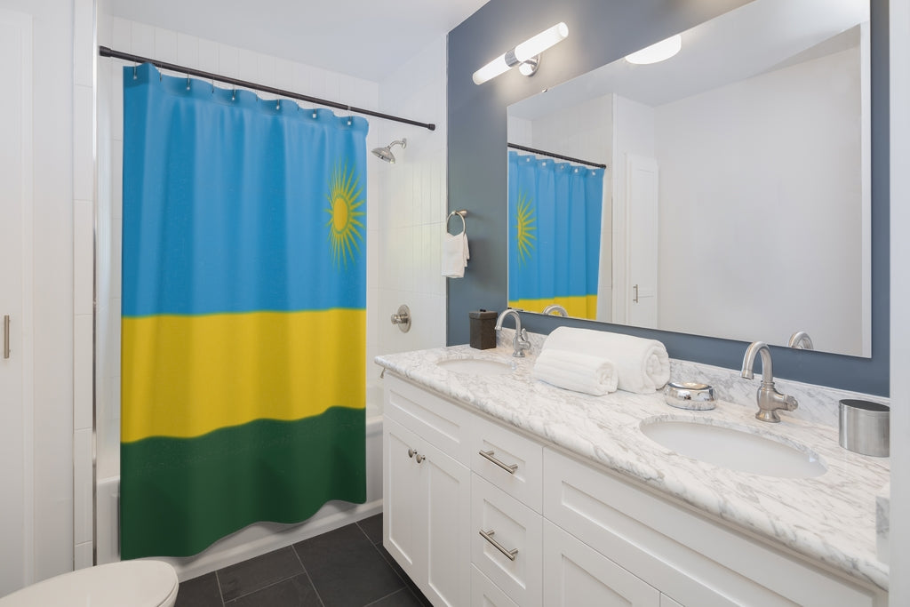 Rwanda Flag Stylish Design 71" x 74" Elegant Waterproof Shower Curtain for a Spa-like Bathroom Paradise Exceptional Craftsmanship-Express Your Love Gifts