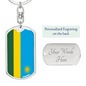 Rwanda Flag Swivel Keychain Dog Tag Stainless Steel or 18k Gold-Express Your Love Gifts