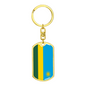 Rwanda Flag Swivel Keychain Dog Tag Stainless Steel or 18k Gold-Express Your Love Gifts
