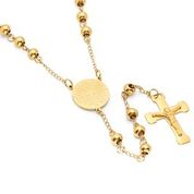 Padre Nuestro Prayer Rosary 18k Gold Plated Stainless Steel Necklace-Express Your Love Gifts