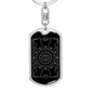 Sacred Diamond Star Cirle in Rectangle Keychain Stainless Steel or 18k Gold Dog Tag Keyring-Express Your Love Gifts