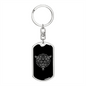 Sacred Geometry 3 Diamonds in Circle Keychain Stainless Steel or 18k Gold Dog Tag Keyring-Express Your Love Gifts