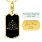 Sacred Geometry Abstract Symbol 3 SquAres Keychain Stainless Steel or 18k Gold Dog Tag Keyring-Express Your Love Gifts