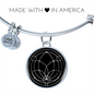 Sacred Geometry Abstract Symbol Flower Leaf Bracelet Stainless Steel or 18k Gold Circle Bangle-Express Your Love Gifts