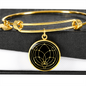 Sacred Geometry Abstract Symbol Flower Leaf Bracelet Stainless Steel or 18k Gold Circle Bangle-Express Your Love Gifts