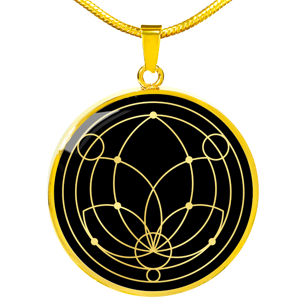 Sacred Geometry Abstract Symbol Flower Leaf Circle Necklace Stainless Steel or 18k Gold 18-22"-Express Your Love Gifts