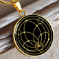 Sacred Geometry Abstract Symbol Flower Leaf Circle Necklace Stainless Steel or 18k Gold 18-22"-Express Your Love Gifts