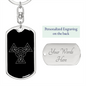 Sacred Geometry Abstract Symbol Triangle Wings Keychain Stainless Steel or 18k Gold Dog Tag Keyring-Express Your Love Gifts